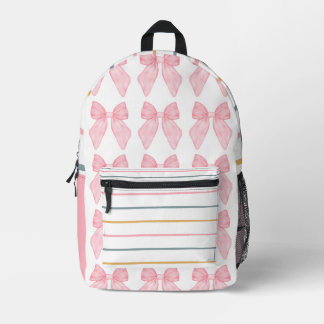 Niedlicher Bow- und Strip-Backpack Bedruckter Rucksack