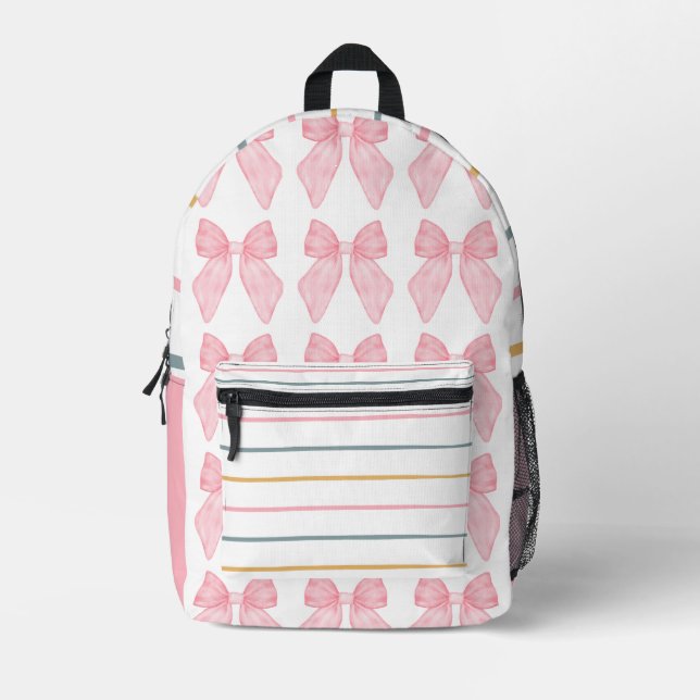 Niedlicher Bow- und Strip-Backpack Bedruckter Rucksack (Vorderseite)