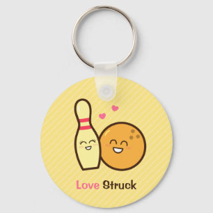 Niedlicher Bowling Ball und Button Liebe Struck Pu Schlüsselanhänger
