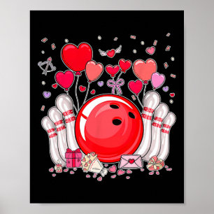 Niedlicher Bowling Byll Valentine Heart Lover Play Poster