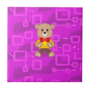 Niedlicher Bowtie Teddy Bear Pink Geometrische Ker Fliese