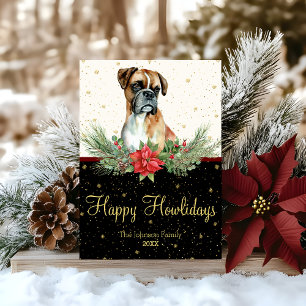 Niedlicher Boxer Dog Happy Howlidays Feiertagskarte