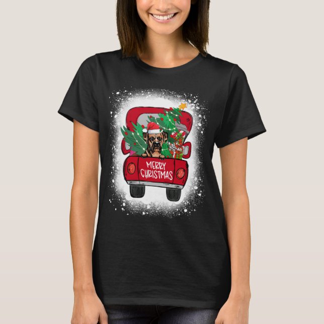 Niedlicher Boxer Dog Red Truck Frohe Weihnachten g T-Shirt (Vorderseite)