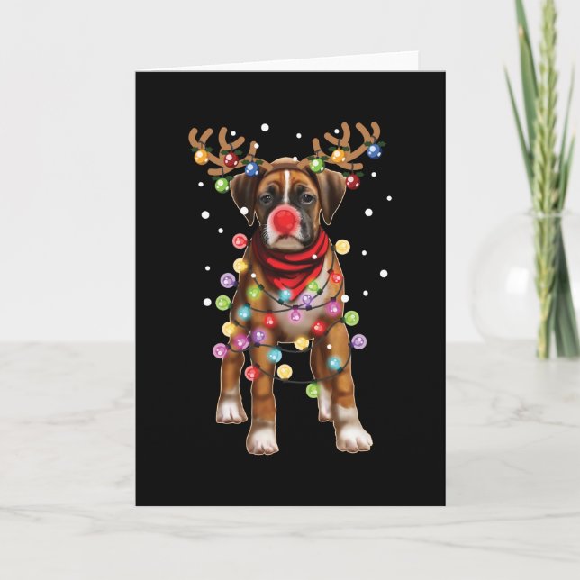 Niedlicher Boxer Dog Weihnachts-Weihnachtsgeschenk Karte (Vorderseite)