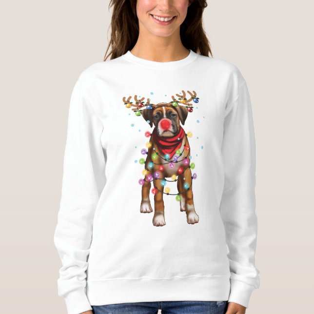 Niedlicher Boxer Dog Weihnachts-Weihnachtsgeschenk Sweatshirt (Vorderseite)