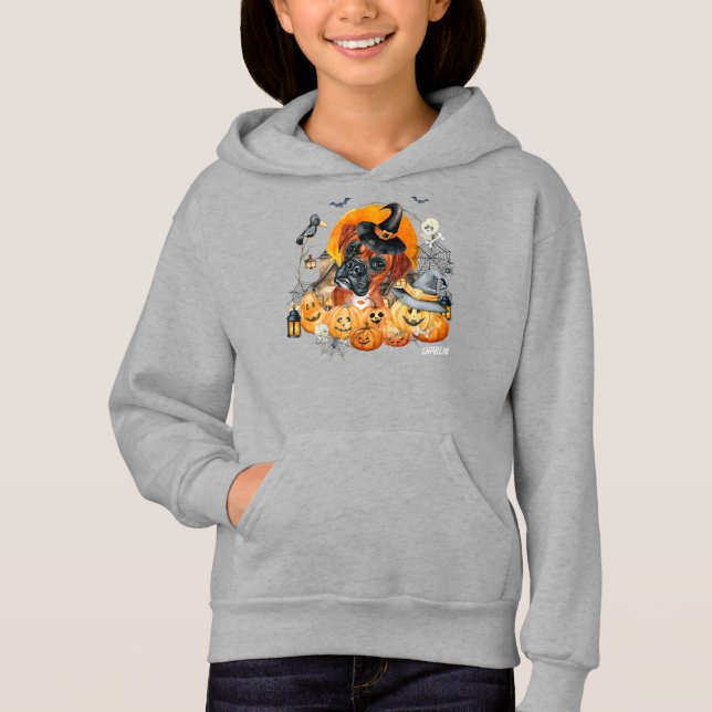 Niedlicher Boxer Halloween Hund Custom Hoodie (Vorderseite)