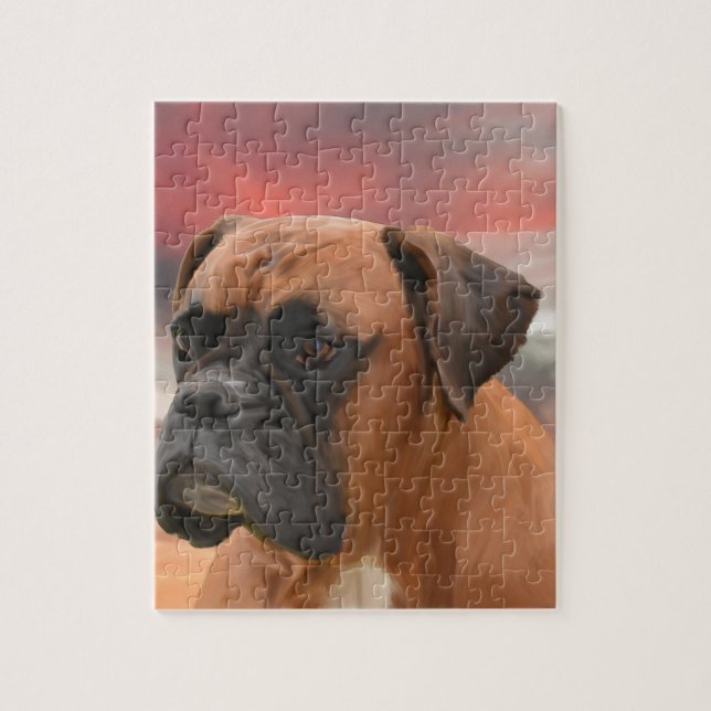 Niedlicher Boxer Hund Aquarellmalerei Art (Vertikal)