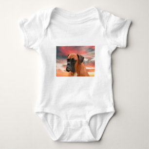 Niedlicher Boxer Hund Aquarellmalerei Art Baby Strampler