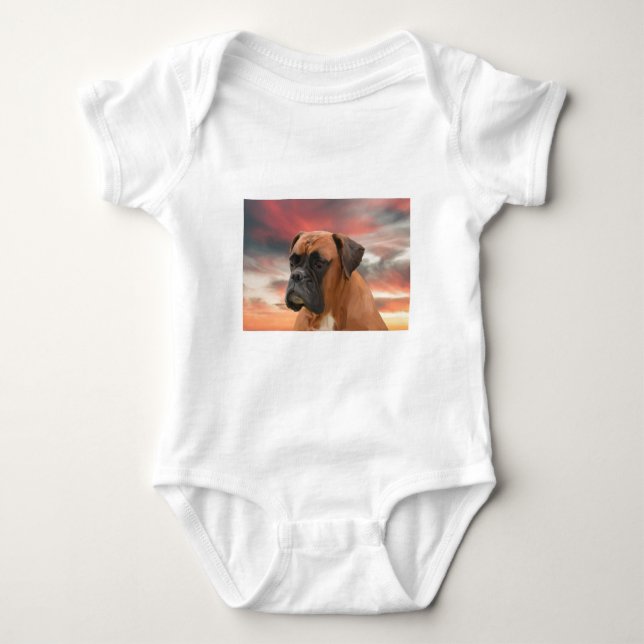 Niedlicher Boxer Hund Aquarellmalerei Art Baby Strampler (Vorderseite)