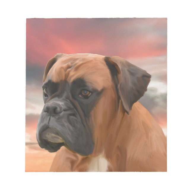 Niedlicher Boxer Hund Aquarellmalerei Art Notizblock (Vorderseite)