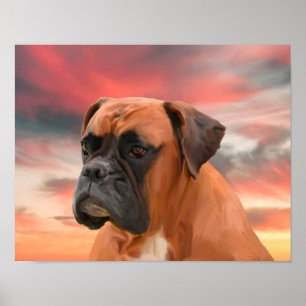 Niedlicher Boxer Hund Aquarellmalerei Art Poster