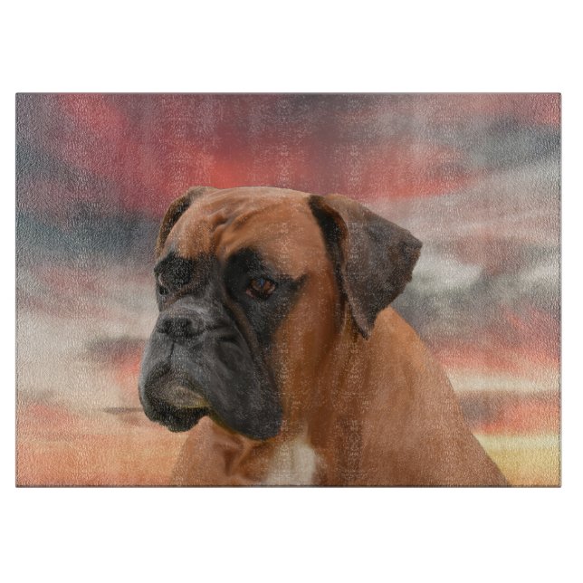 Niedlicher Boxer Hund Aquarellmalerei Art Schneidebrett (Vorderseite)