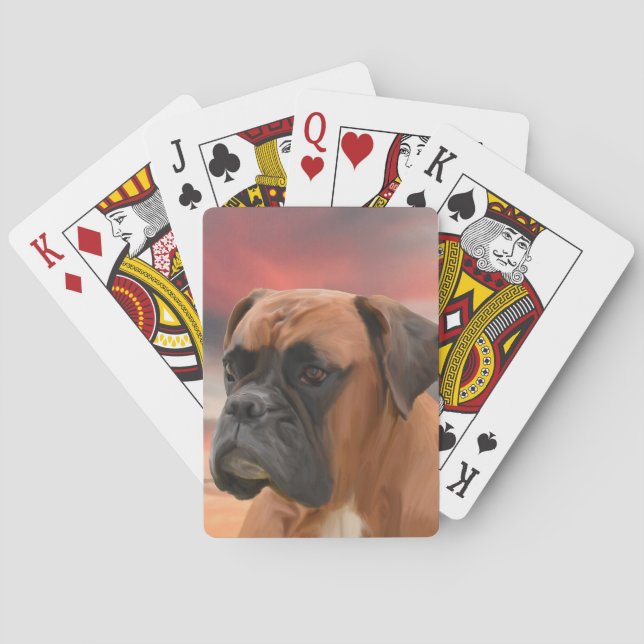 Niedlicher Boxer Hund Aquarellmalerei Art Spielkarten (Rückseite)