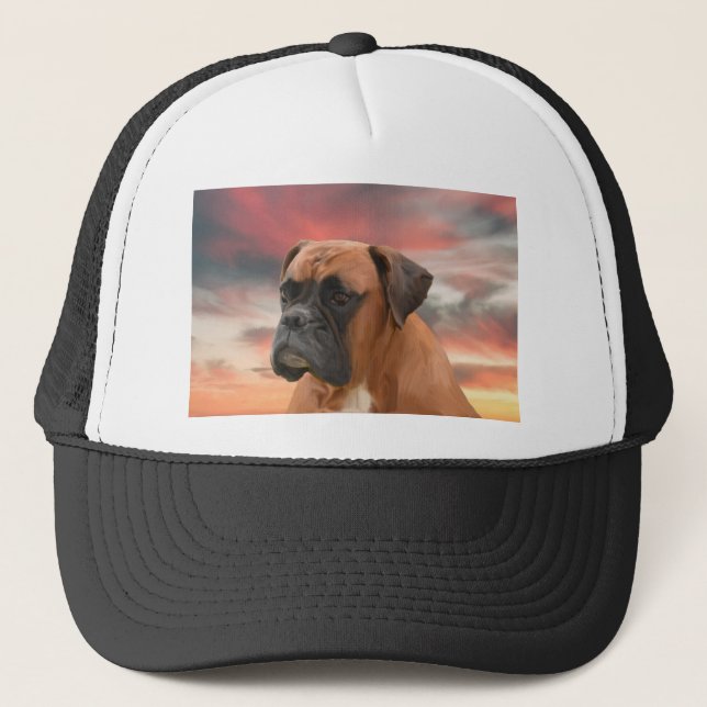 Niedlicher Boxer Hund Aquarellmalerei Art Truckerkappe (Vorderseite)