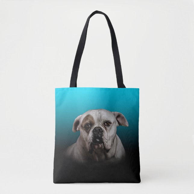 Niedlicher Boxer Hund mit blauem schwarzem Hinterg Tasche (Vorderseite)