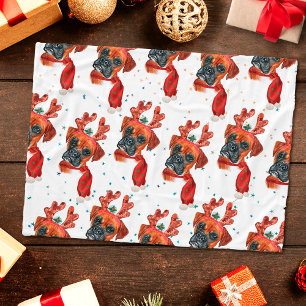 Niedlicher Boxer Hund mit Rentier Antlers Weihnach Fleecedecke
