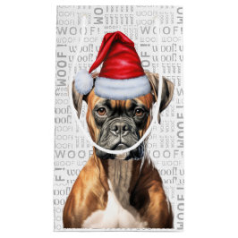 Niedlicher Boxer Weihnachts-Hund Holiday Woof Word Kleine Geschenktüte