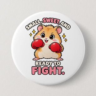 Niedlicher Boxhamster bereit zum Kampf Button