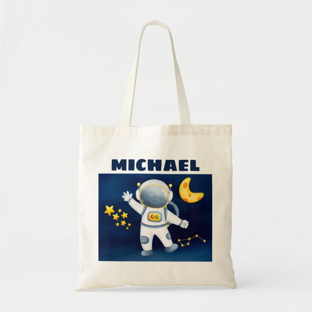 Niedlicher Boy Astronaut im Weltraumtaschen Tragetasche (Vorne)