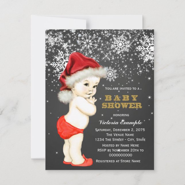 Niedlicher Boy Santa Baby Snowflake Babydusche Einladung (Vorderseite)