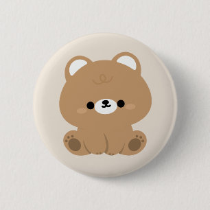 Niedlicher Braunbär Button