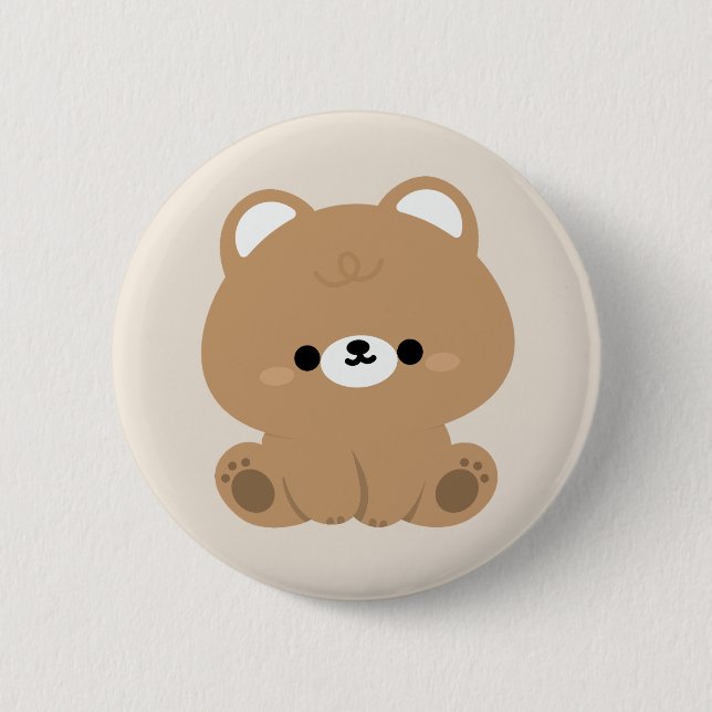 Niedlicher Braunbär Button (Vorderseite)