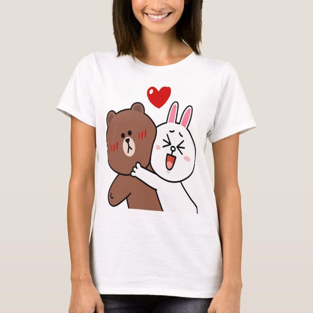 Niedlicher Braunbär Cony Bunny Kanbit Liebhaber in T-Shirt (Vorderseite)
