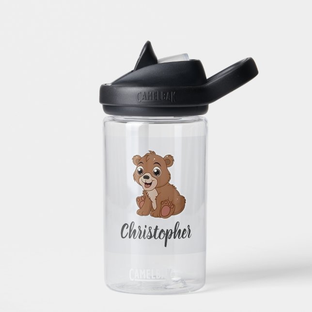Niedlicher Braunbär grau Trinkflasche (Links)