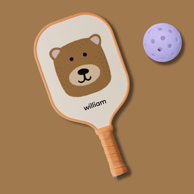 Niedlicher Braunbär Pickleball Schläger (Cute brown bear kids personalized pickleball paddle.)