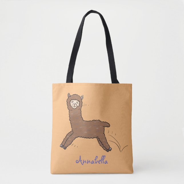 Niedlicher brauner Aplaca-Cartoon Tasche (Vorderseite)