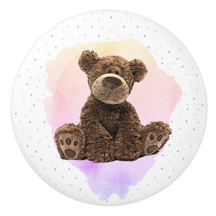 Niedlicher brauner Bär Cudly Animal Child's Baby K Keramikknauf