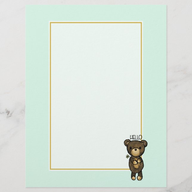 Niedlicher brauner Bär mit gelber Blume (Vorderseite)
