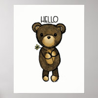 Niedlicher brauner Bär mit gelber Blume