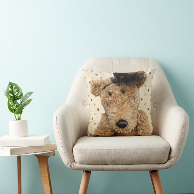 Niedlicher brauner Bär mit Polka-Punkten Kissen (Stuhl )