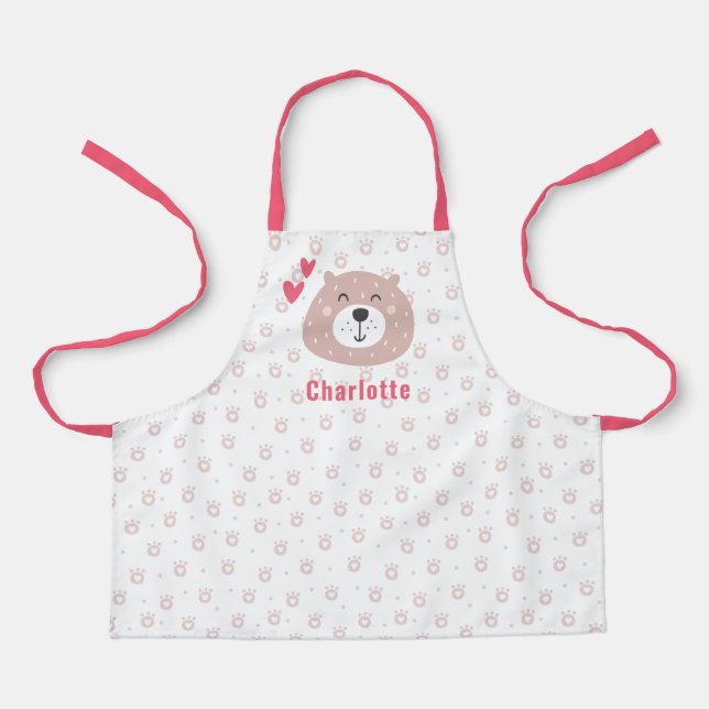 Niedlicher brauner Bär Personalisiert Kinder Schürze (Vorderseite)