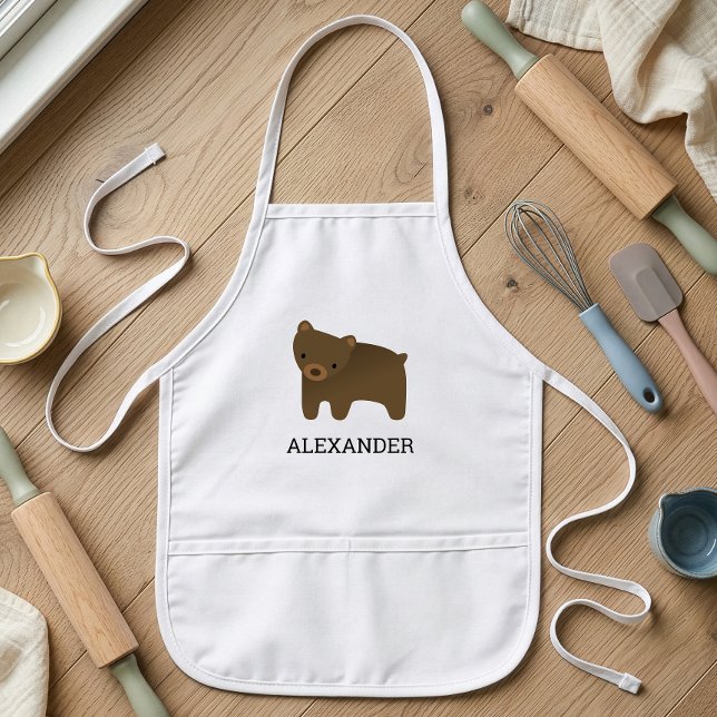 Niedlicher brauner Bär Personalisiert Kinderschürze (Von Creator hochgeladen)