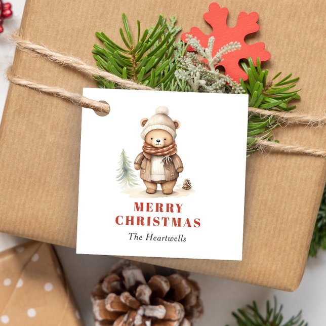 Niedlicher brauner Bär Urlaub Geschenkanhänger (Von Creator hochgeladen)