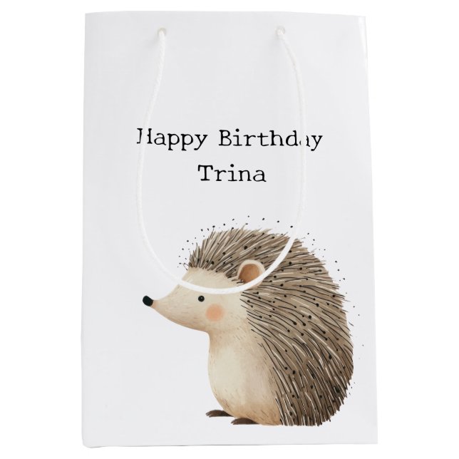 Niedlicher brauner Igel Mittlere Geschenktüte (Vorderseite)