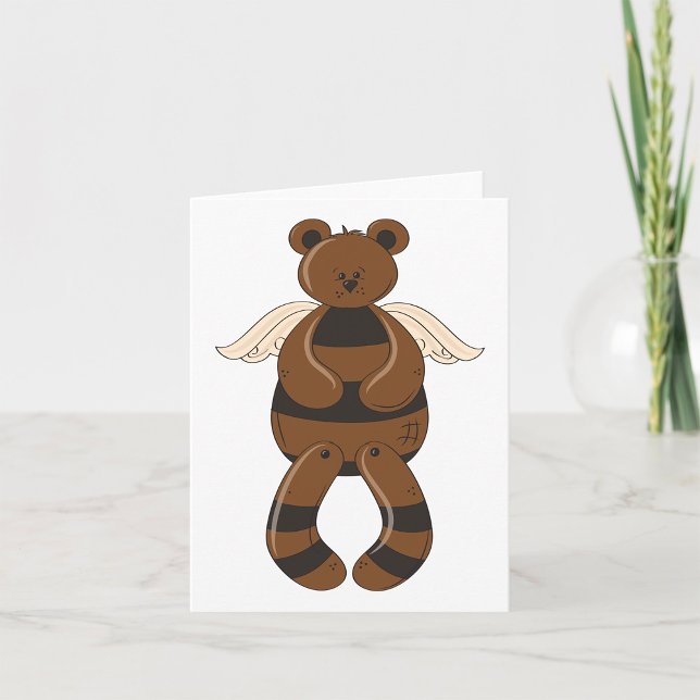 Niedlicher brauner Teddy-Bär mit Angel Wings Karte (Von Creator hochgeladen)