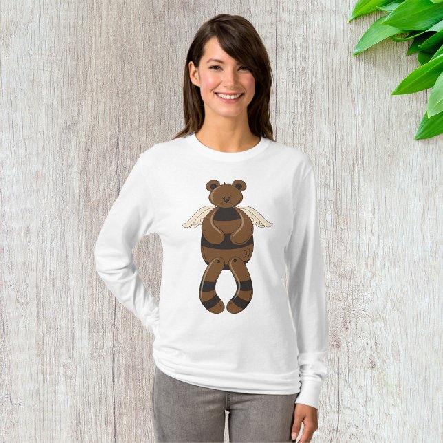 Niedlicher brauner Teddy-Bär mit Angel Wings T-Shirt (Von Creator hochgeladen)