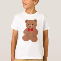 Niedlicher brauner Teddy-Bär mit Red Bow-Krawatte