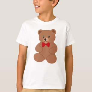 Niedlicher brauner Teddy-Bär mit Red Bow-Krawatte T-Shirt