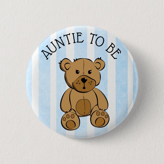 Niedlicher brauner Teddybär Tante zum Knopf Button (Vorderseite)