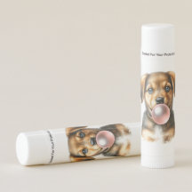 Niedlicher brauner Welpenhund bläst Kaugummi