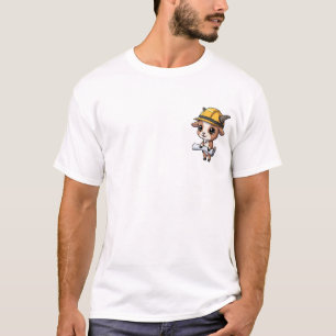 Niedlicher Brauner Ziegenbauarbeiter T-Shirt