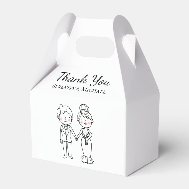 Niedlicher Brautgarten Schwarz-weiß Hochzeit Danke Geschenkschachtel (Vorderseite)