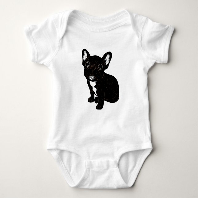 Niedlicher Brindle Frenchie Welpe Baby Strampler (Vorderseite)