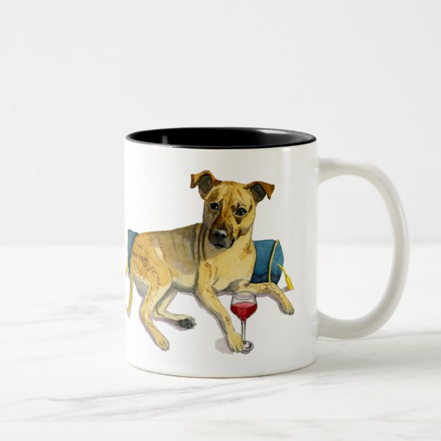 Niedlicher Brindle Hund, der Zweifarbige Tasse (Rechts)