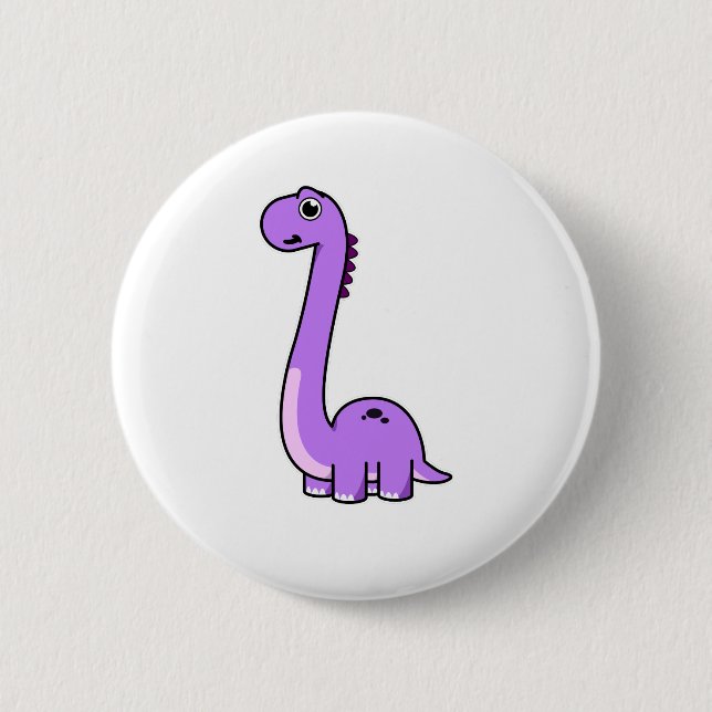 Niedlicher Brontosaurus Dinosaurier Kinder und Erw Button (Vorderseite)