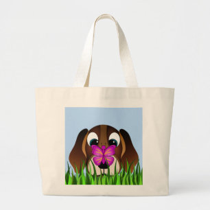 Niedlicher Brown-Beagle-Welpen-Hund und Jumbo Stoffbeutel